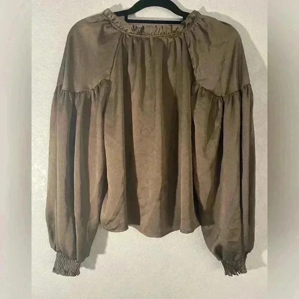 Blu Pepper Womens Size Small Hana Top in Brown - Picture 9 of 9